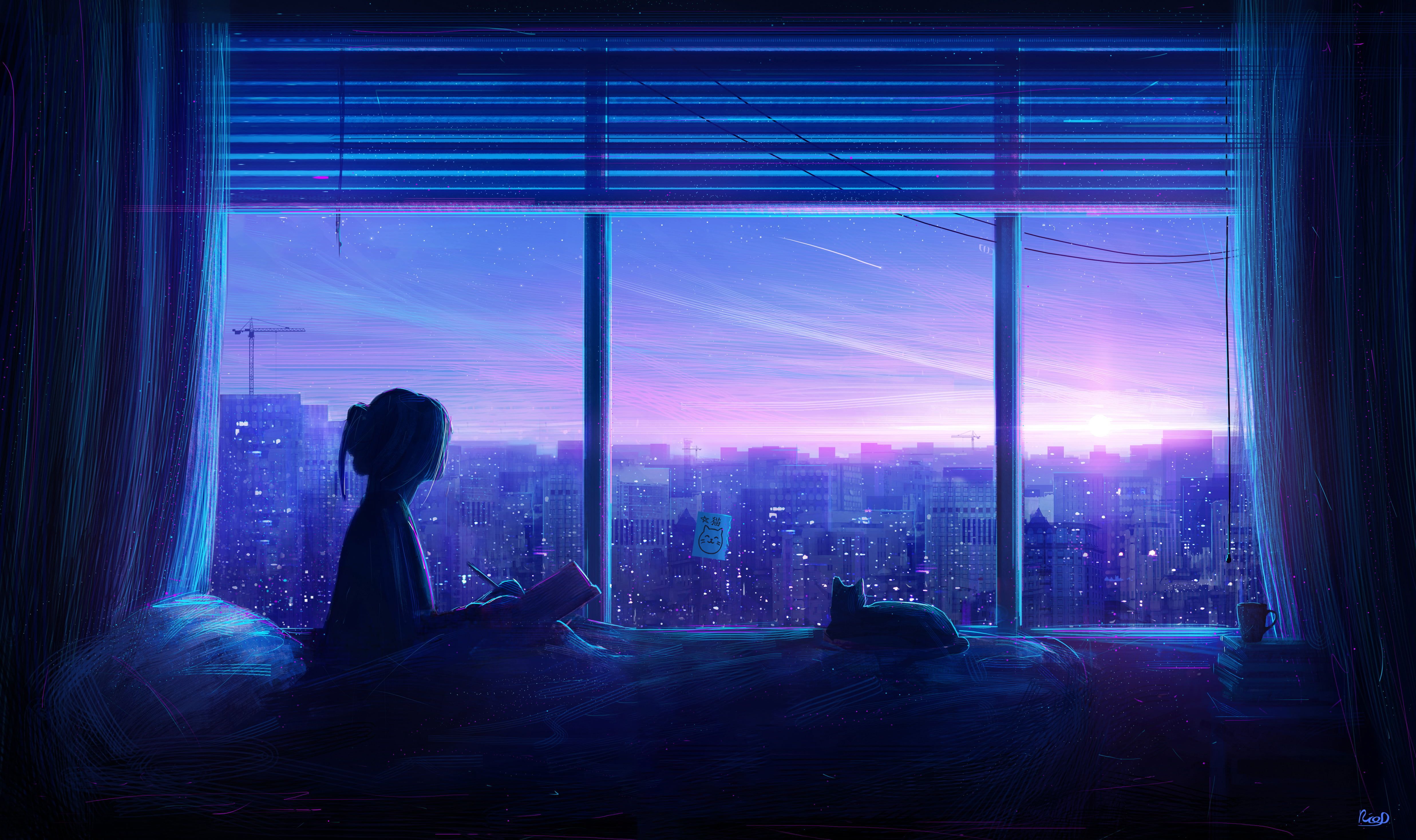 Blue anime aesthetic desktop wallpapers