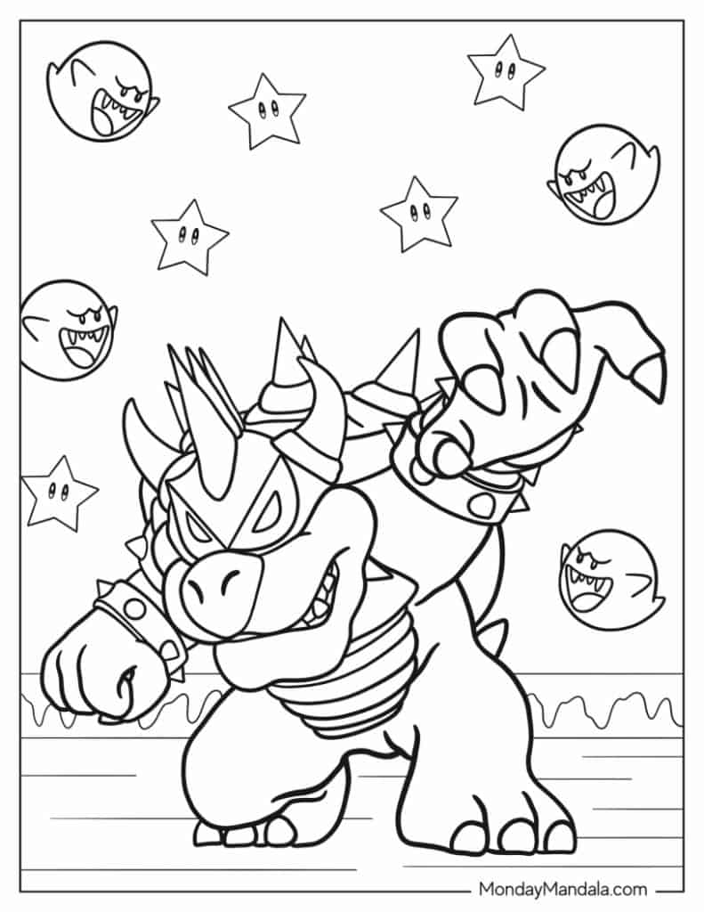 Bowser coloring pages free pdf printables