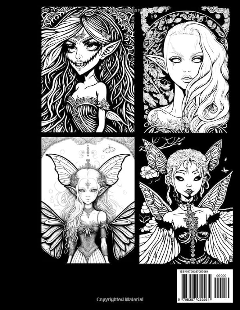 Dark fairy coloring book betiful and creepy horror beties from fairyland for scary midnight adult coloring adley cora books