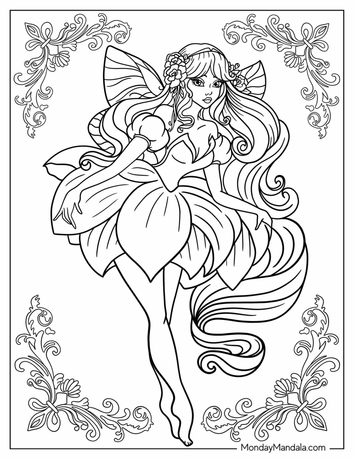 Fairy coloring pages free pdf printables