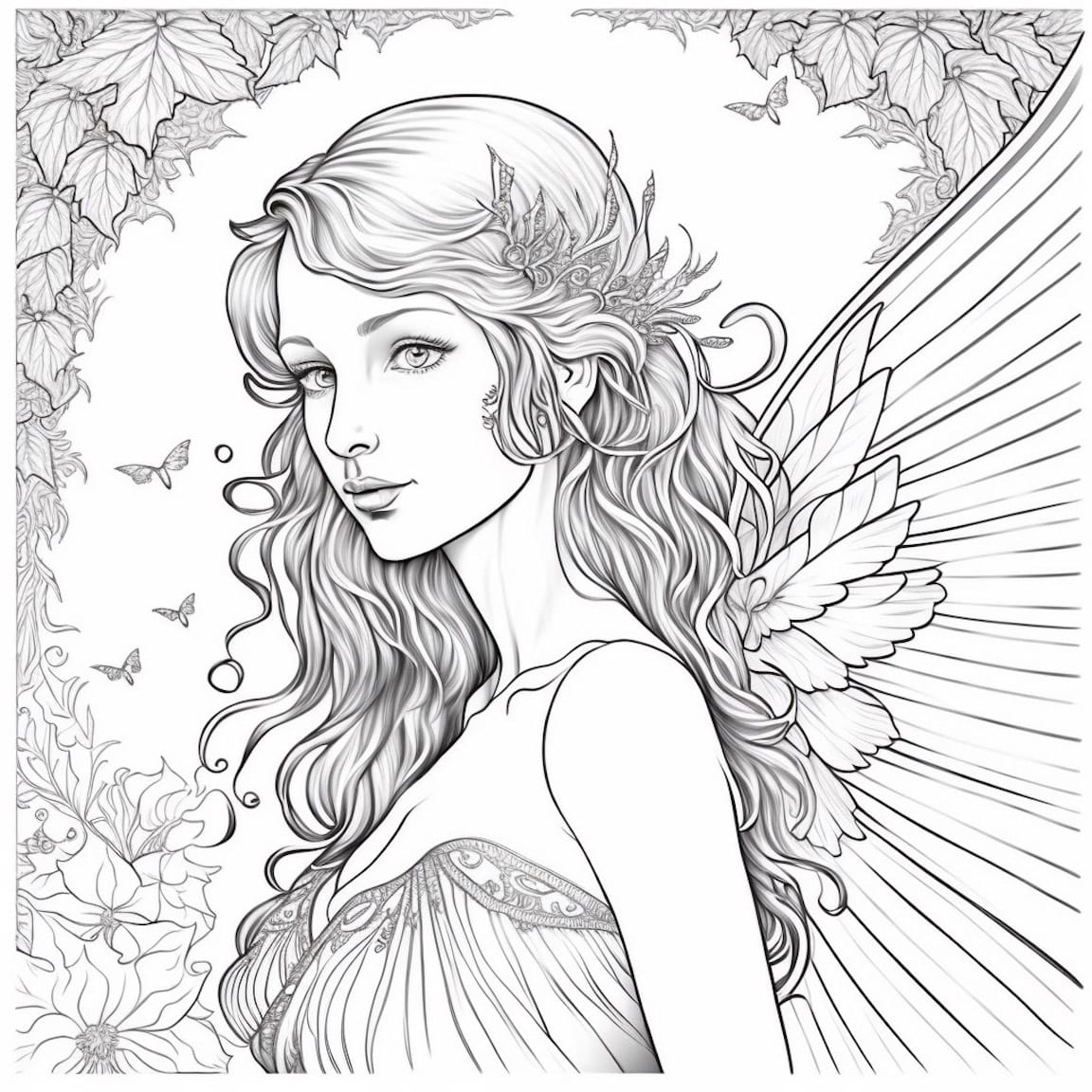 Fascinating fairy coloring pages for adults