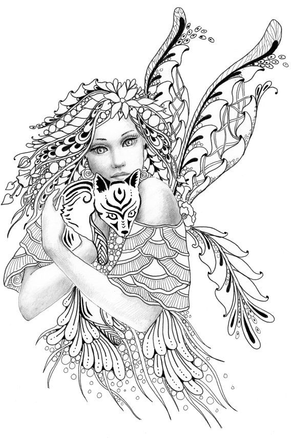 Fairy coloring pages for adults