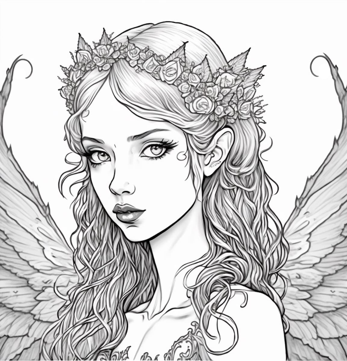 Fascinating fairy coloring pages for adults