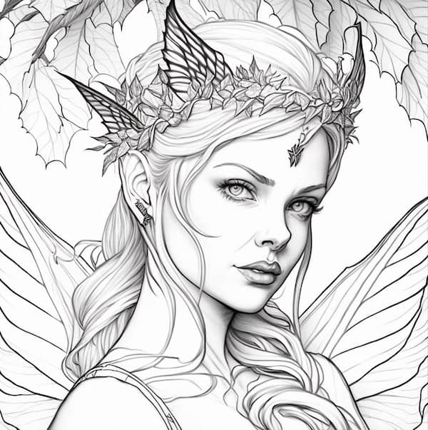 Fascinating fairy coloring pages for adults