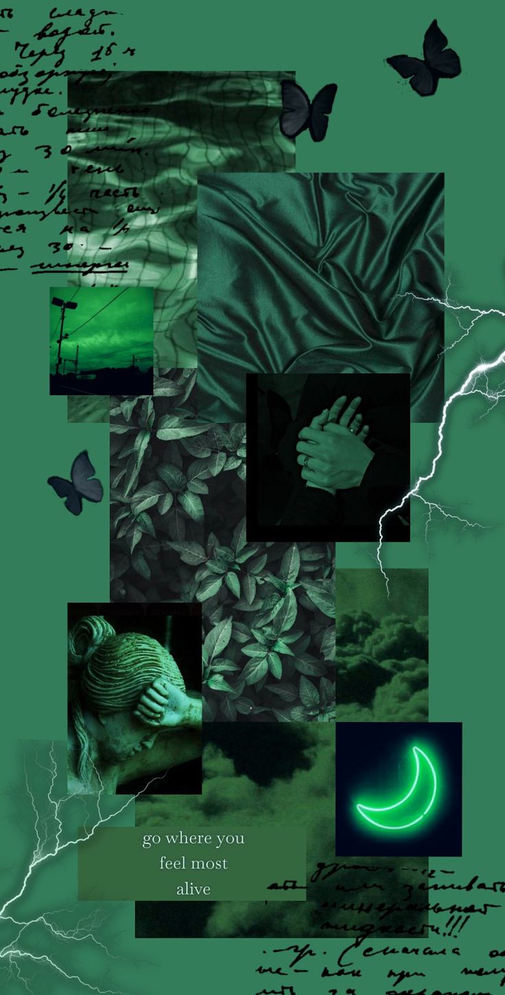 Greenemeraldjade aesthetic collage sfondi verde