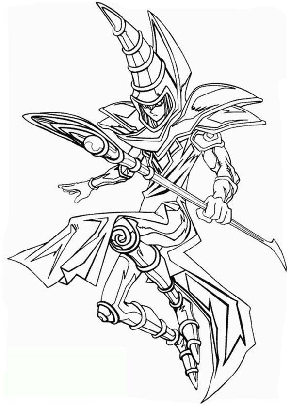 The dark magician from yu gi oh coloring page