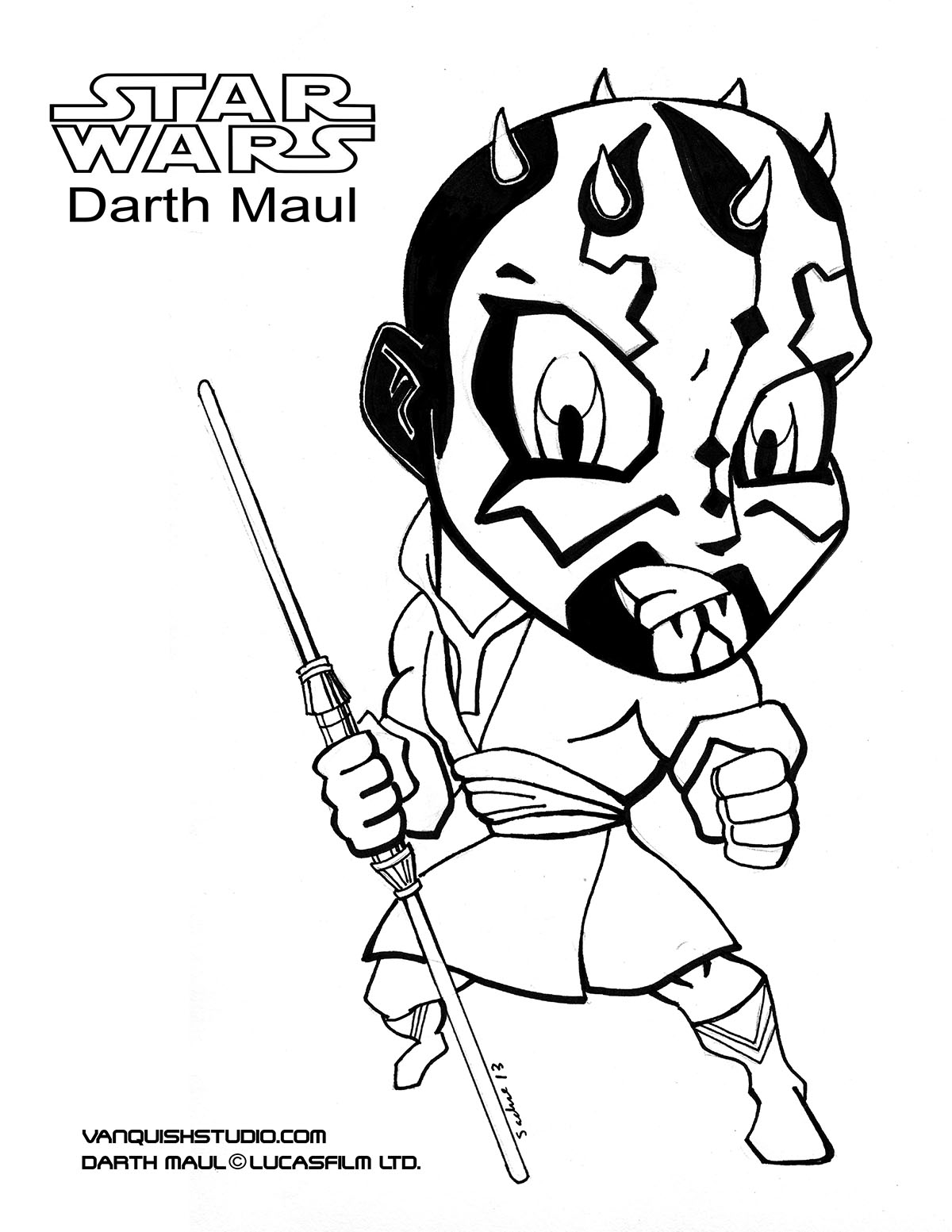 Star wars coloring page â darth maul vanquish studio