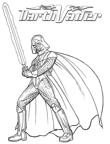 Darth vader with lightsaber coloring page free printable coloring pages