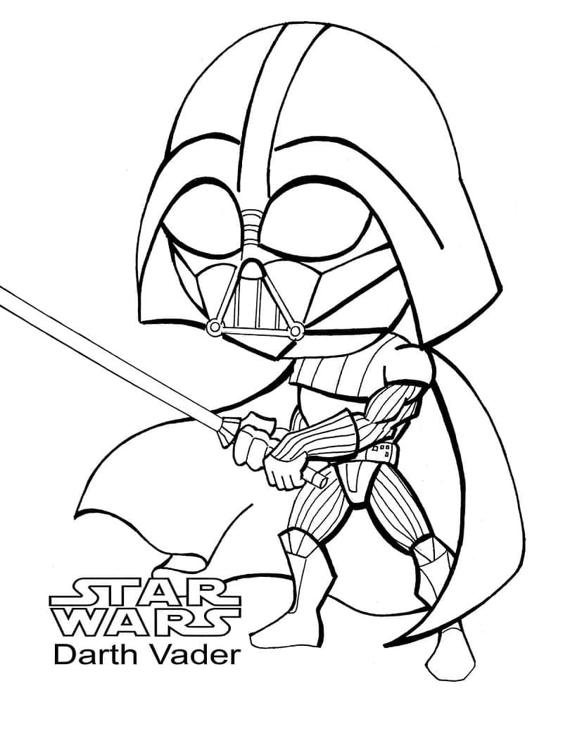 Cute darth vader coloring page