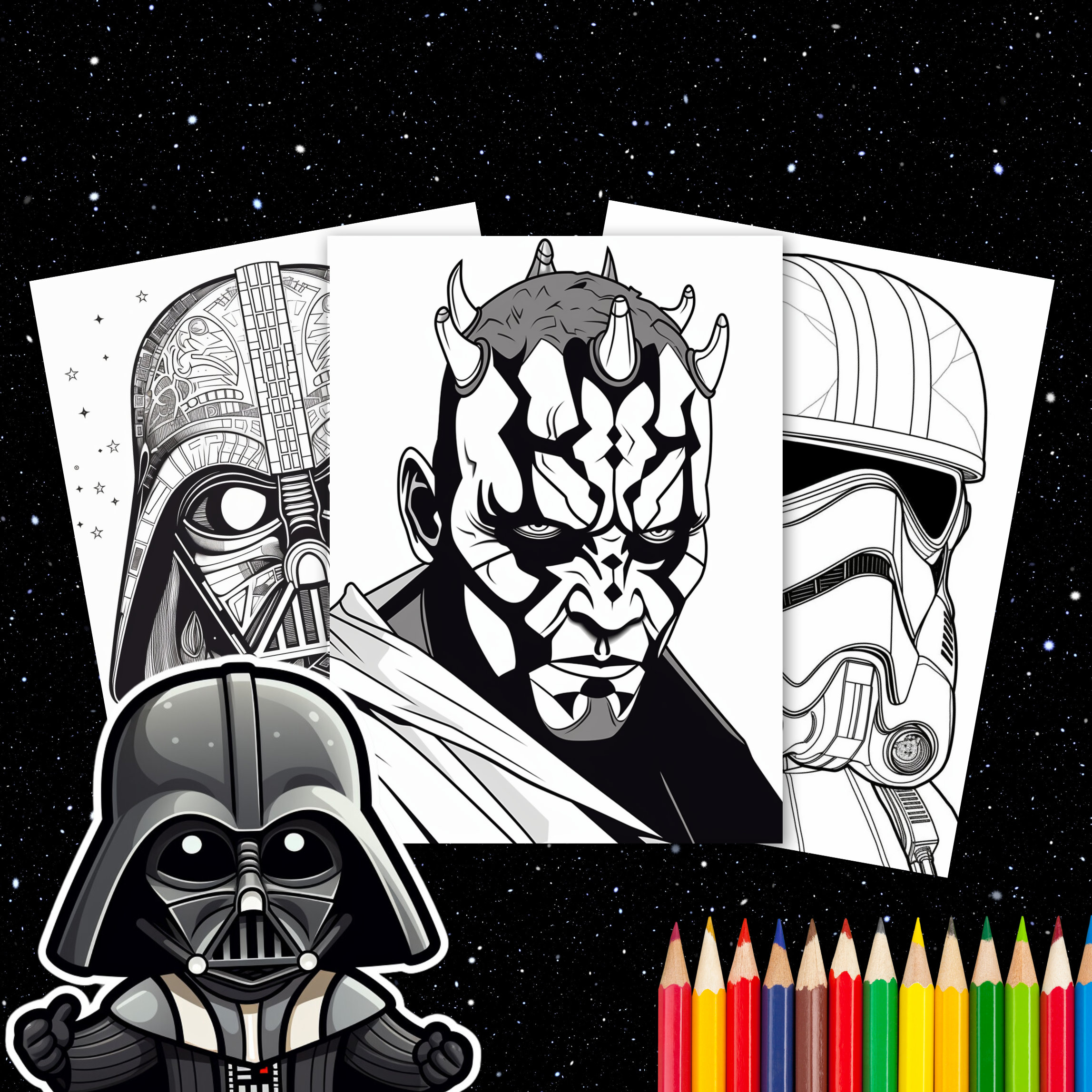 Star wars coloring pages star wars coloring book darth vader printable pdf pages kids coloring pages instant download