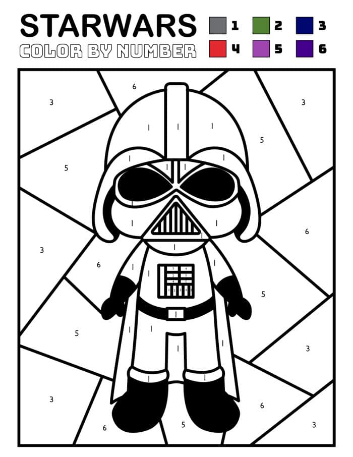 Free coloring pages star wars color by number printables