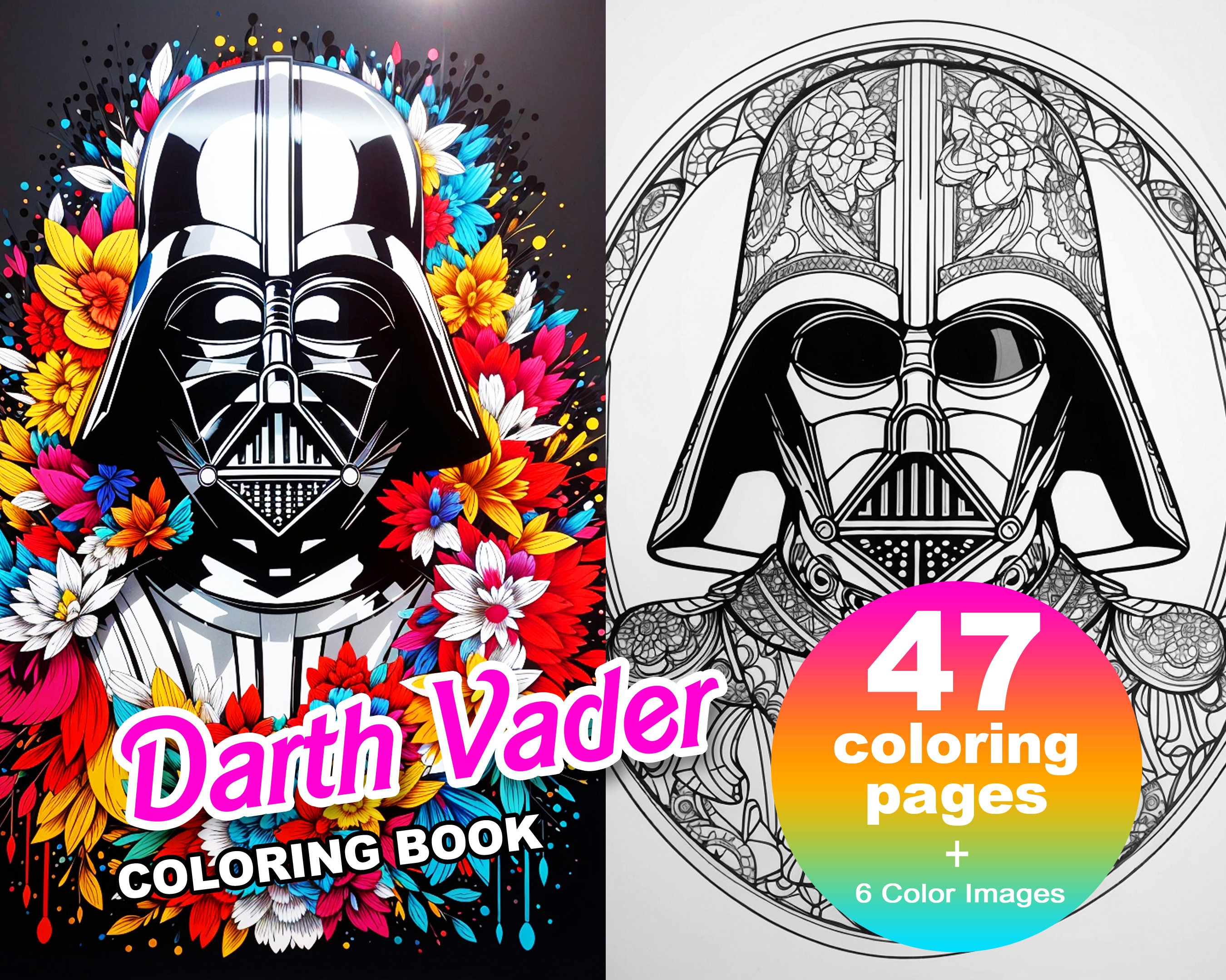 Darth vader coloring page adults kids instant download animal coloring gift printable art pdf mr visual arts