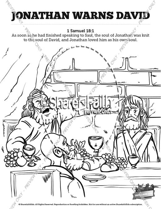 Samuel david and jonathan sunday school coloring pages â