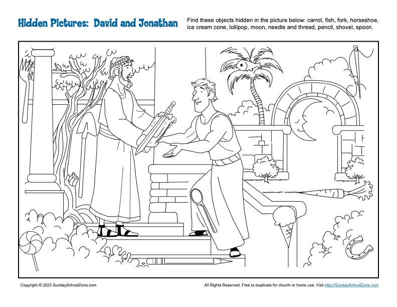 Free david and jonathan bible activities on sunday school zone