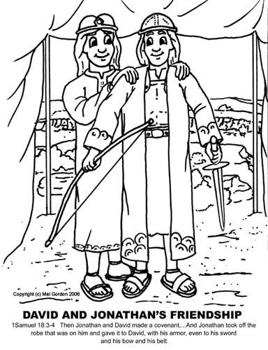 Creative streams bible coloring pages for kids david and jonathan david bible bible coloring pages