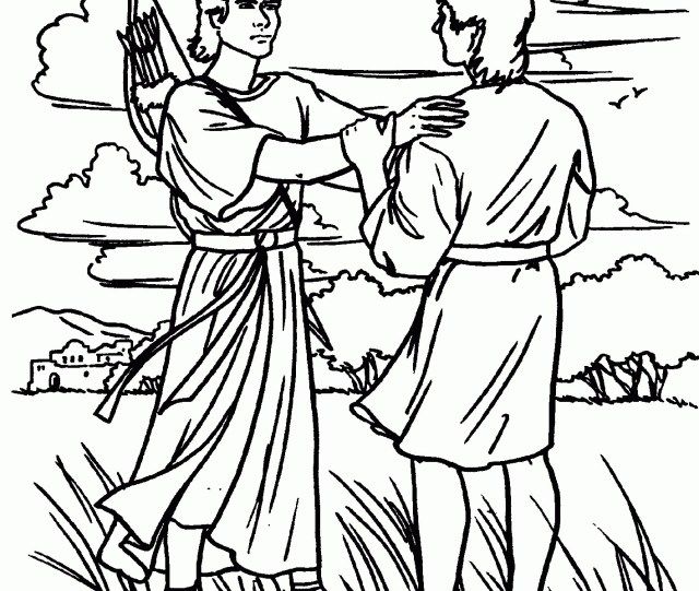 Creative picture of david and jonathan coloring page