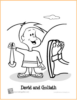 David and goliath free printable coloring page
