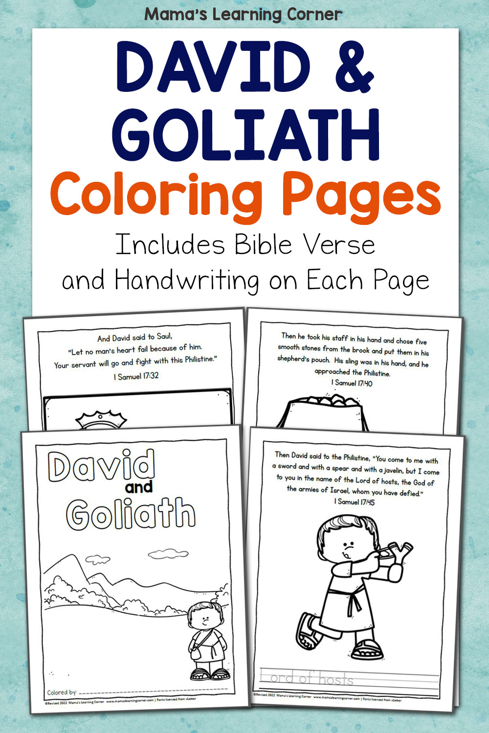David and goliath bible coloring pages
