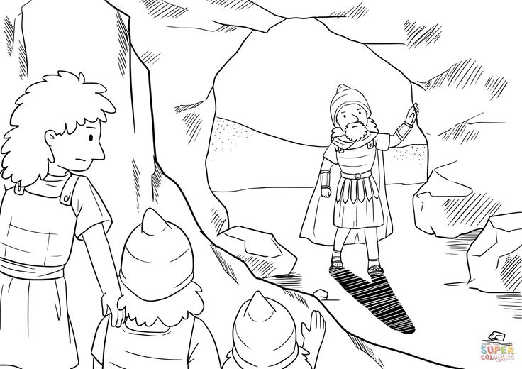 David and his men hide far back in the cave coloring page free printable coloring pages bible coloring pages david and saul coloring pages