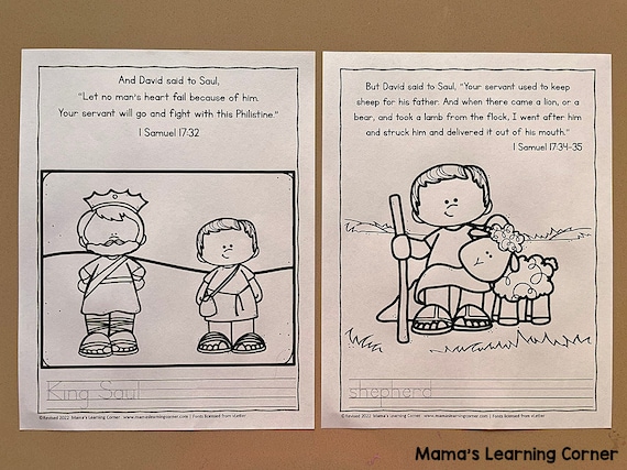 David and goliath bible coloring pages