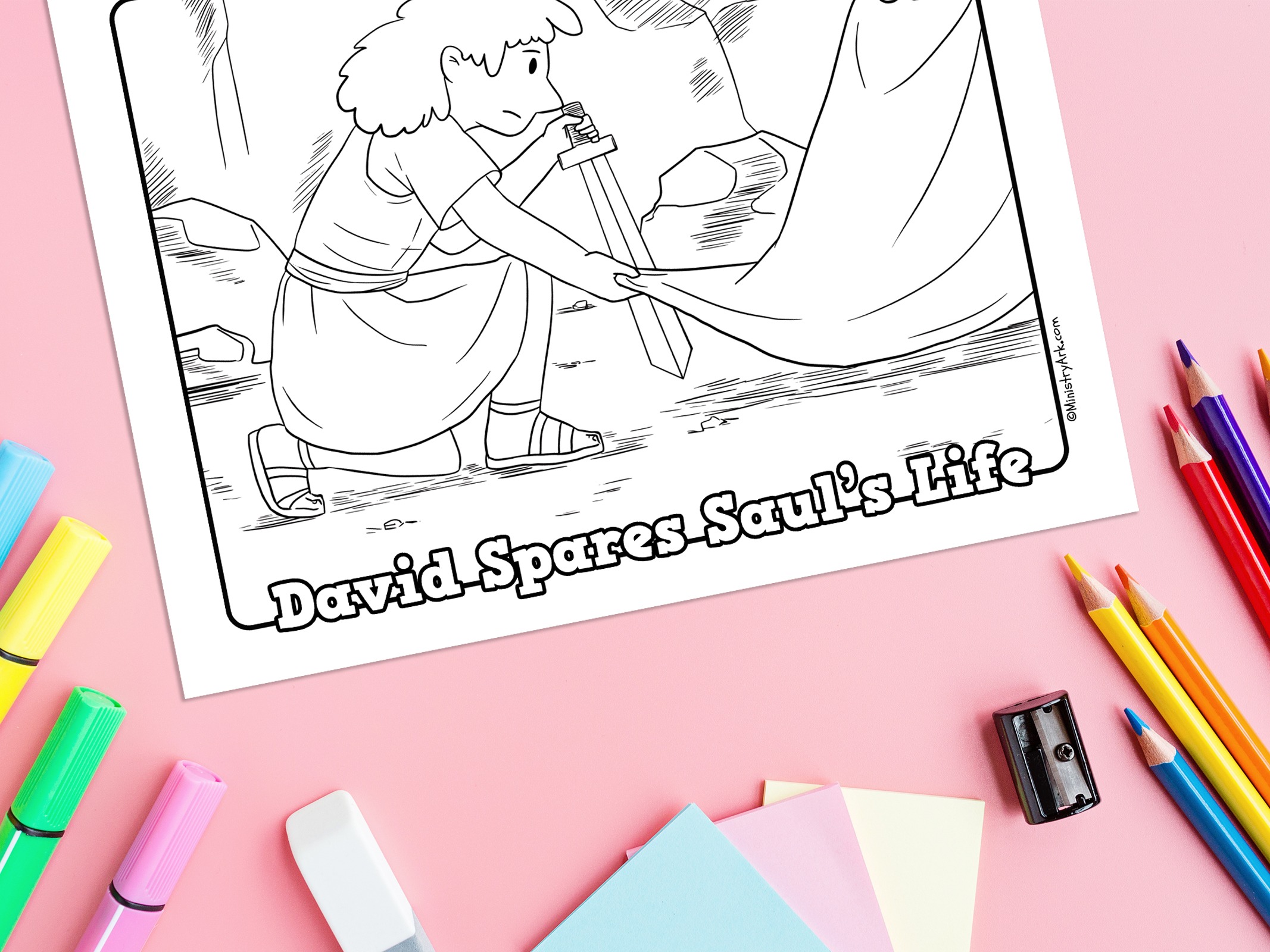 David spares saul bible story printable â