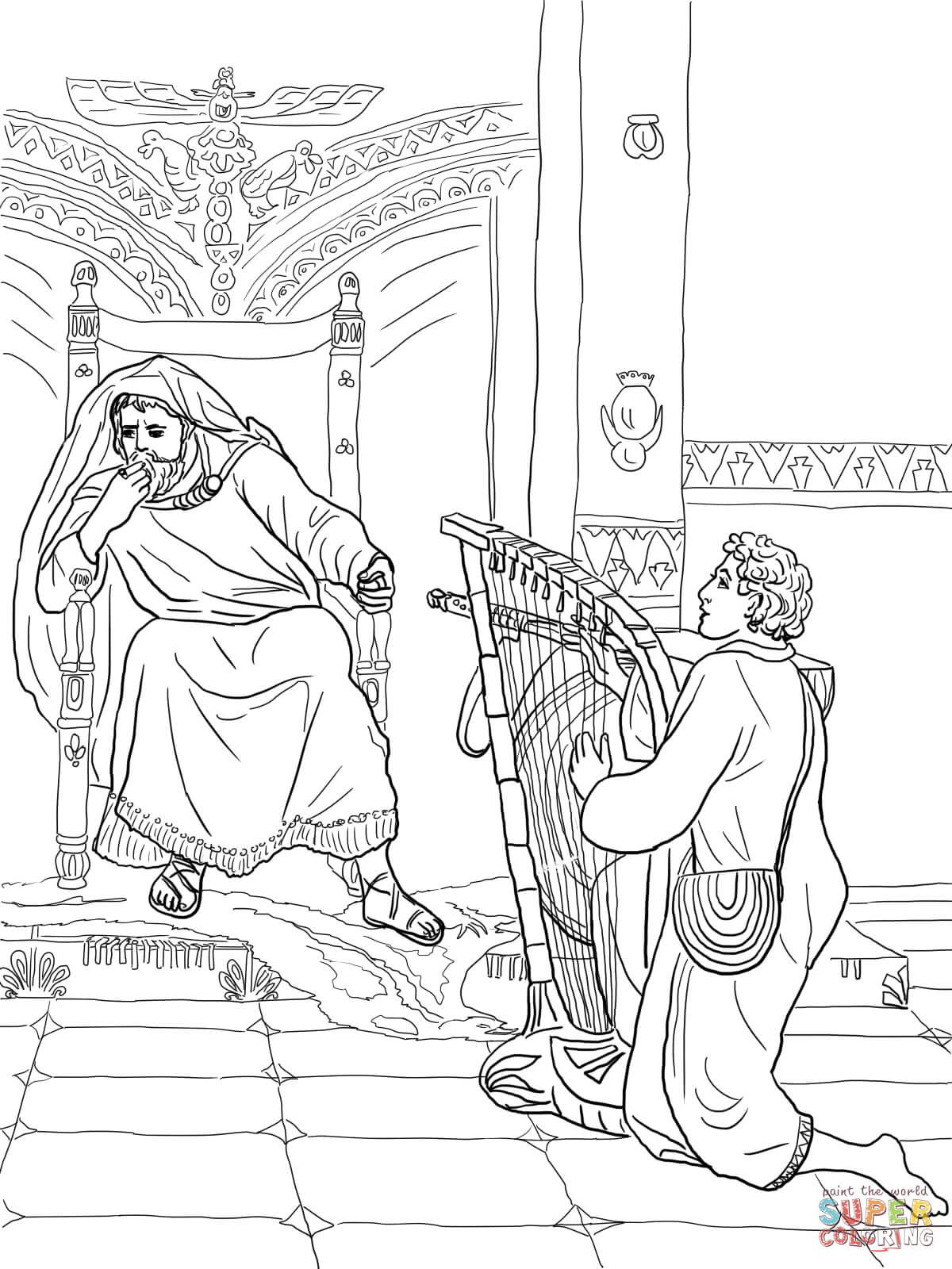 Resultado de imagen para david tocando el arpa para colorear bible coloring pages bible coloring bible story crafts