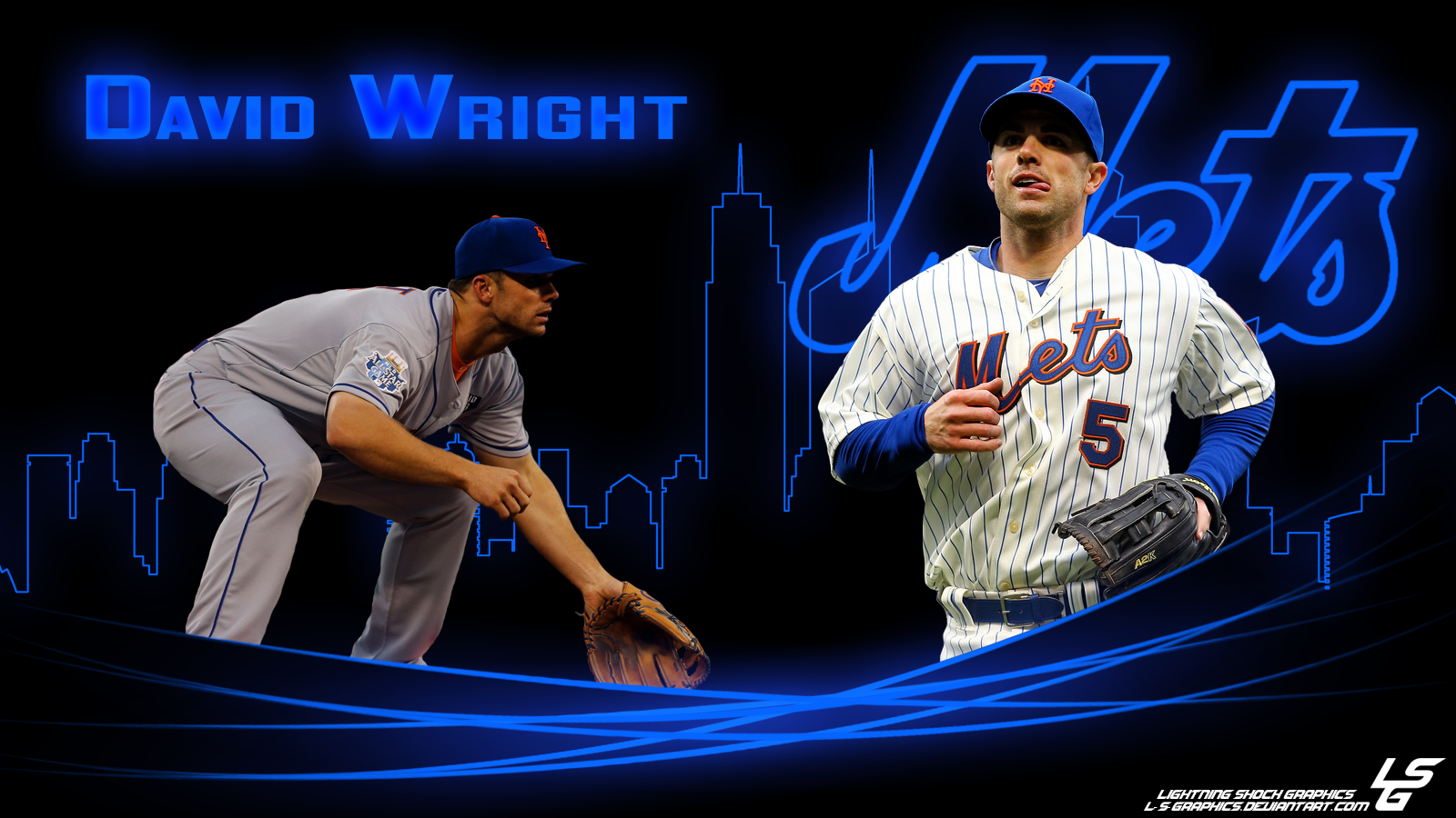 David wright blue skyline desktop wallpaper by l