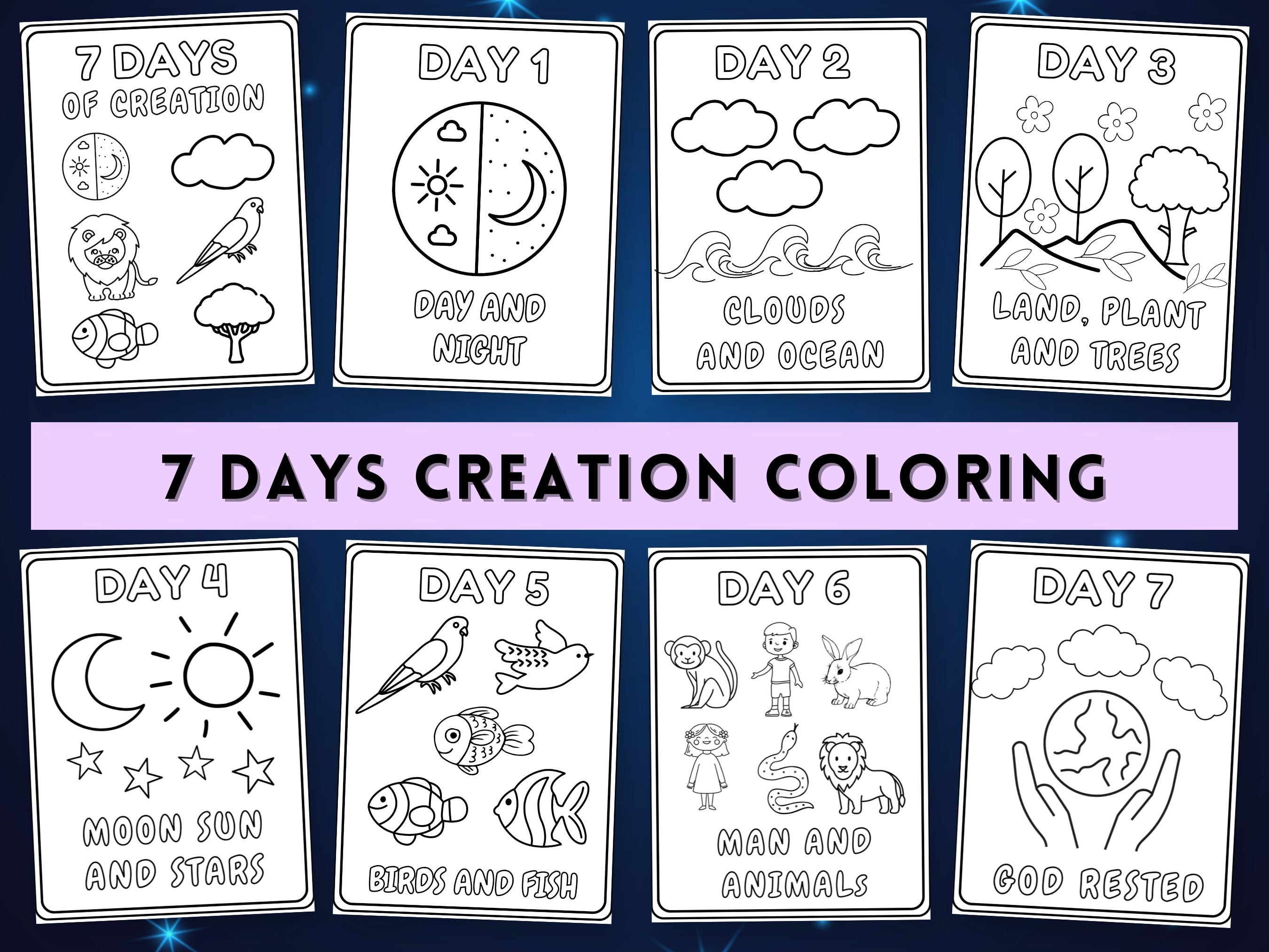 Creation days coloring days of creation coloring pages days of creation coloring sheets printable kids bible activities sunday school