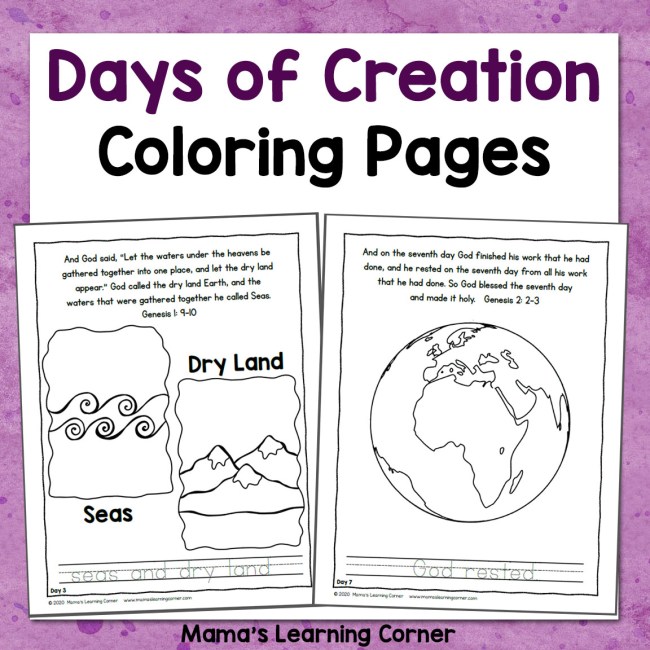 Days of creation coloring pages