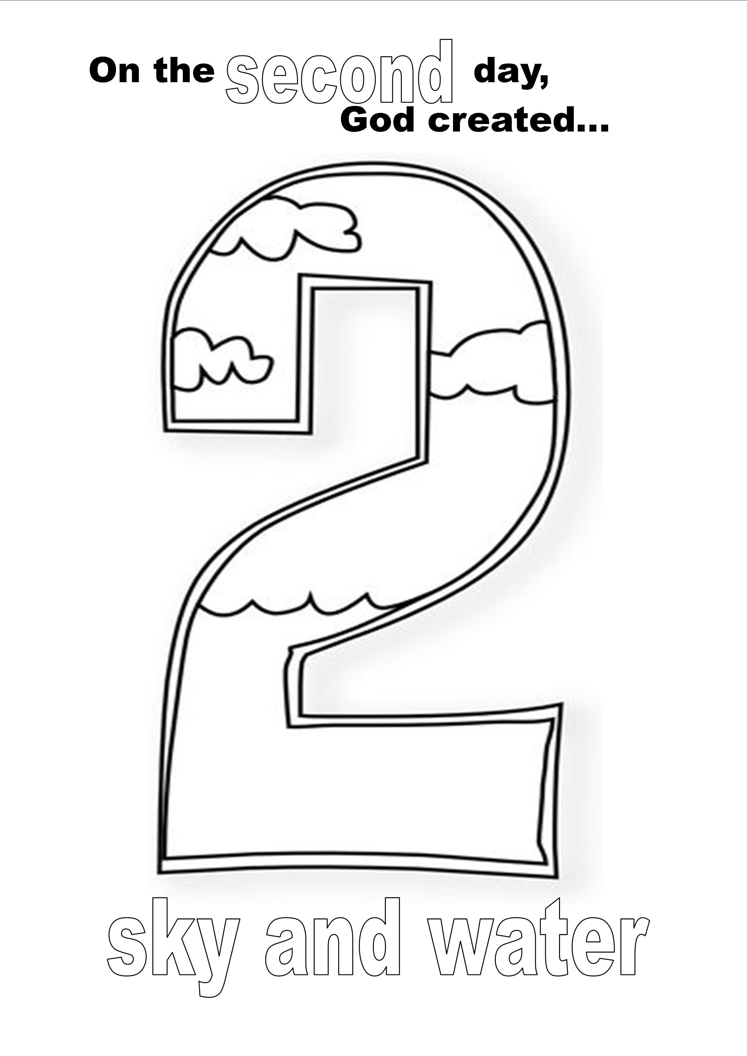 Creation day two coloring page creation coloring pages days of creation kids bible book