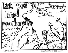 Creation coloring pages let the land produce plants day