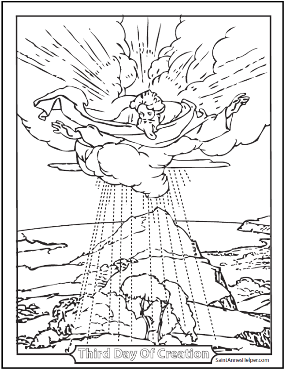 Creation coloring âïâï the third day of creation bible coloring page