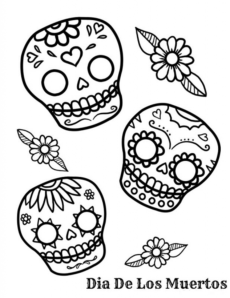 Day of the dead coloring pages getcoloringpages throughout dia de los muertos coloring page