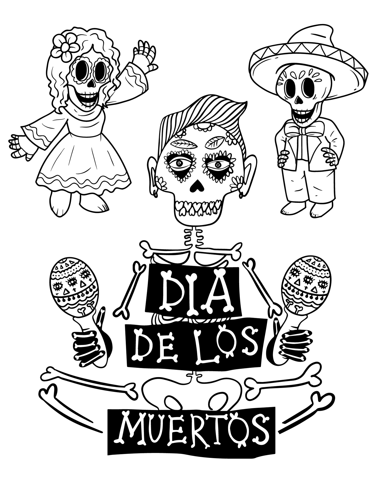 Day of the dead coloring pages