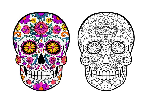 Day dead skull coloring pages royalty