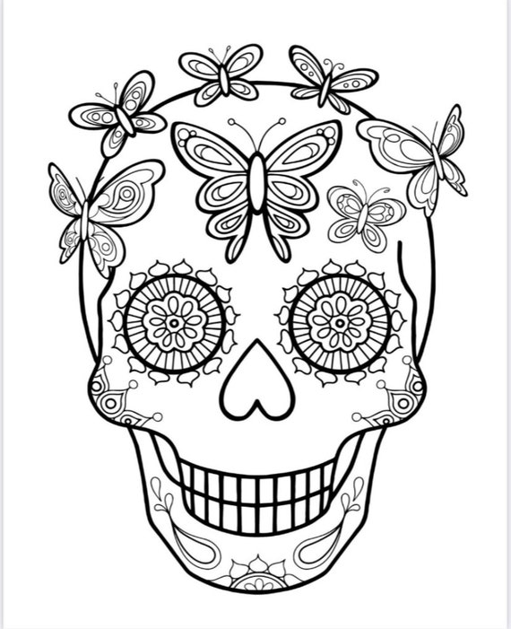 Sugar skulls skulls coloring pages day of the dead adult coloring