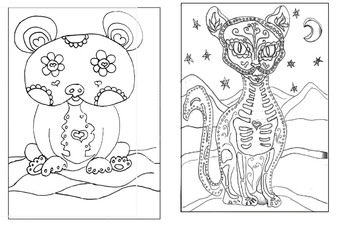 Day of the dead coloring sheets by dalis moustache art source tpt