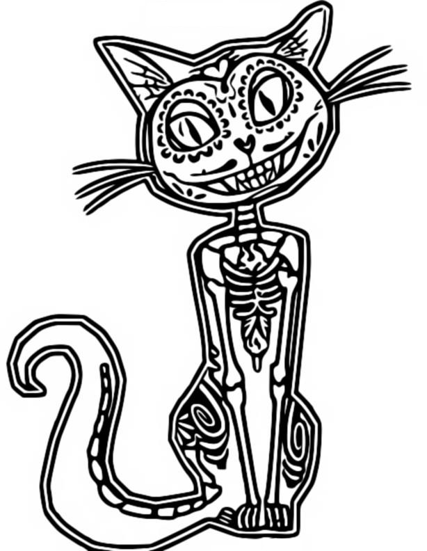 Coloring page the day of the dead cat