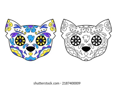 Hakuun cat sugar skull coloring example day liittyvã vektorikuva rojaltivapaa