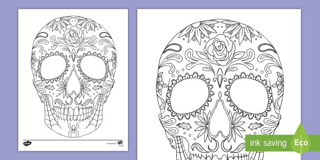 Sugar skull coloring page day of the dead usa