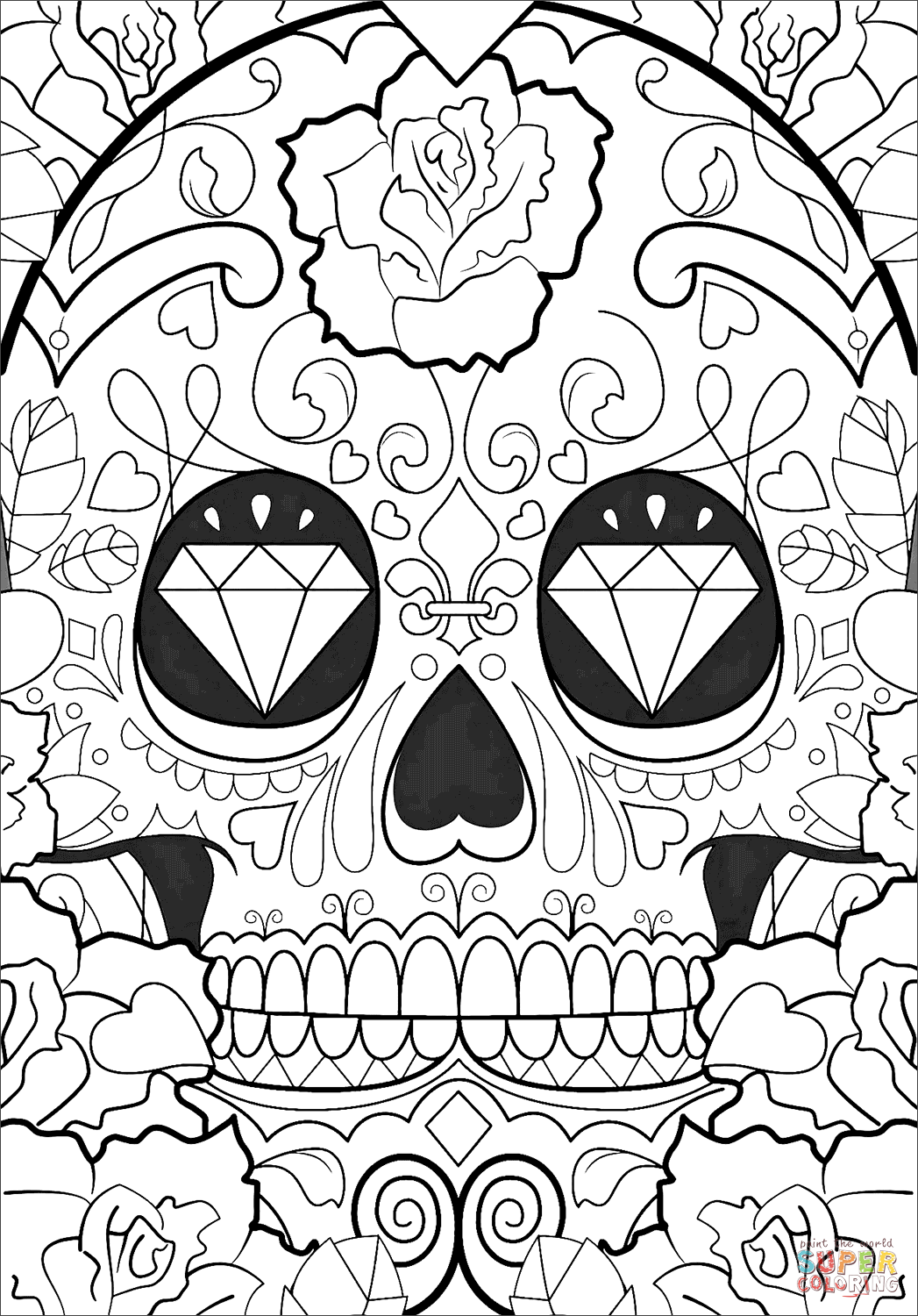 Day of the dead pattern coloring page free printable coloring pages