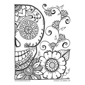 Celebrate day of the dead with a sugar skull coloring page