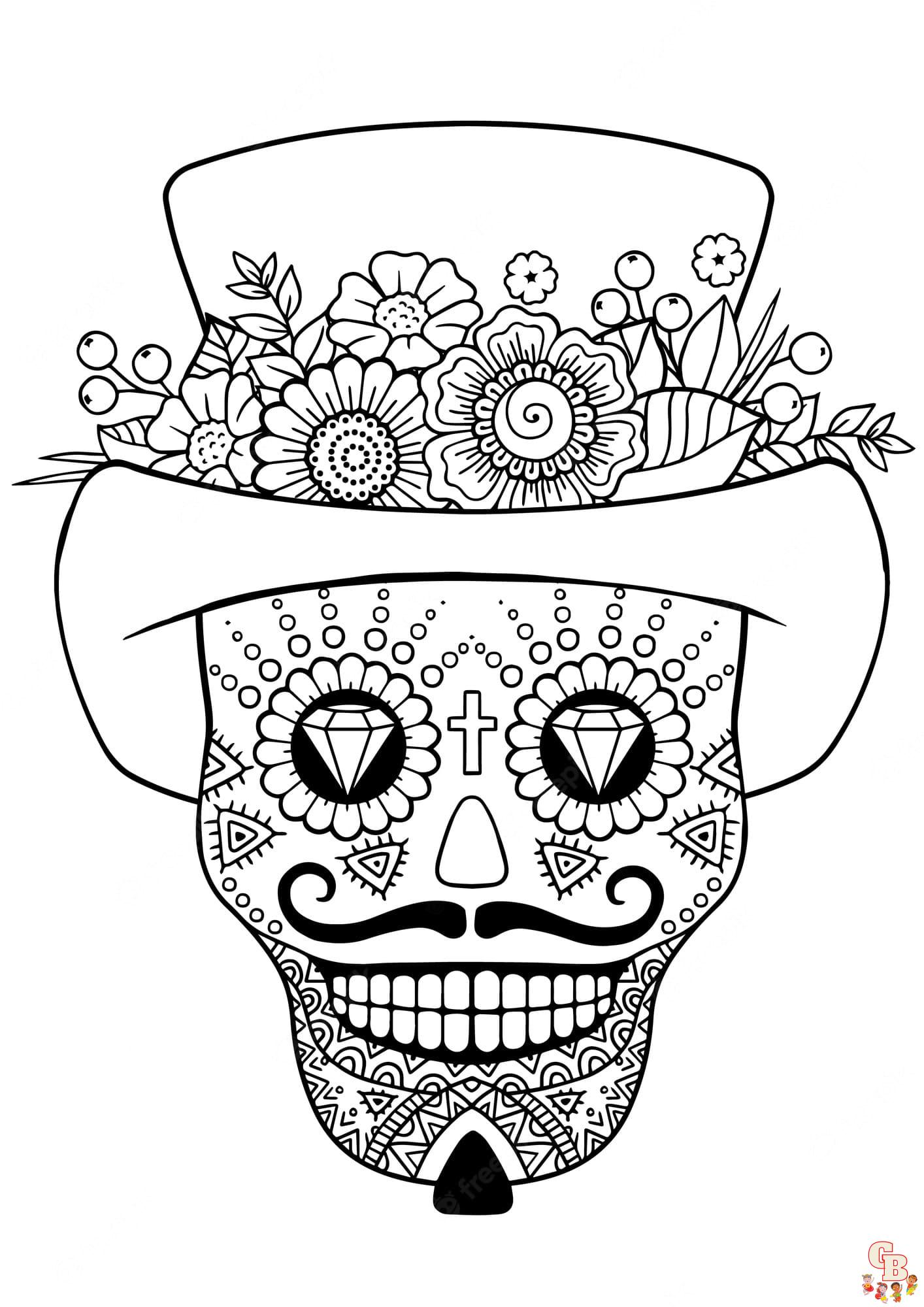 Printable day of the dead coloring pages free