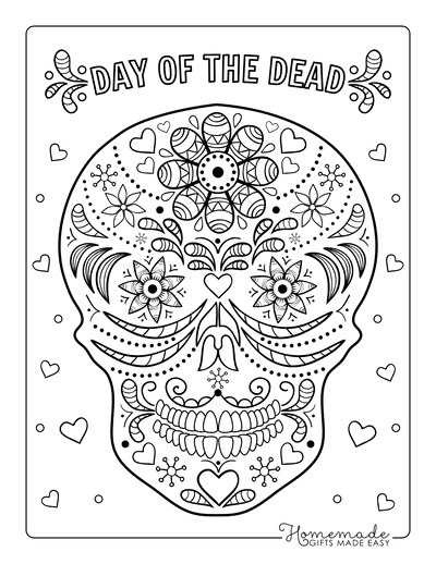 Sugar skull coloring pages for day of the dead