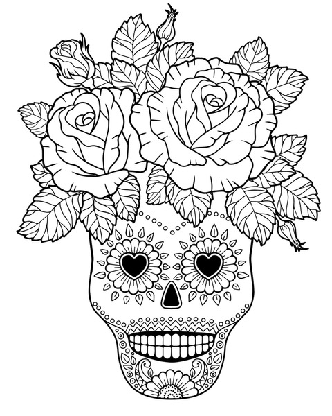 Day dead coloring pages royalty