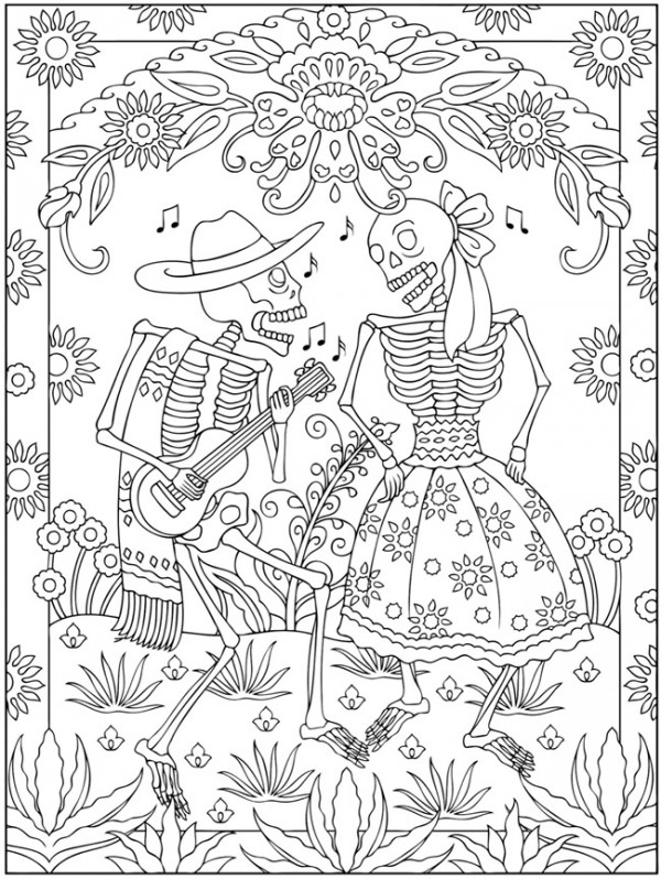 Freebie day of the dead coloring page â