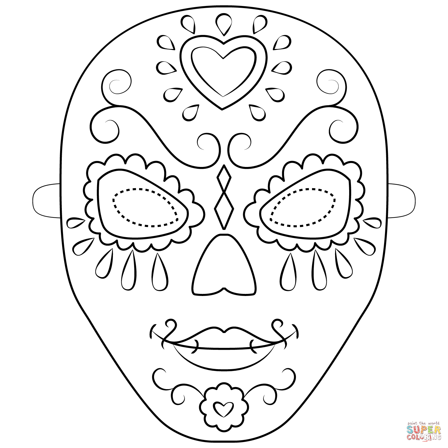 Day of the dead mask coloring page free printable coloring pages