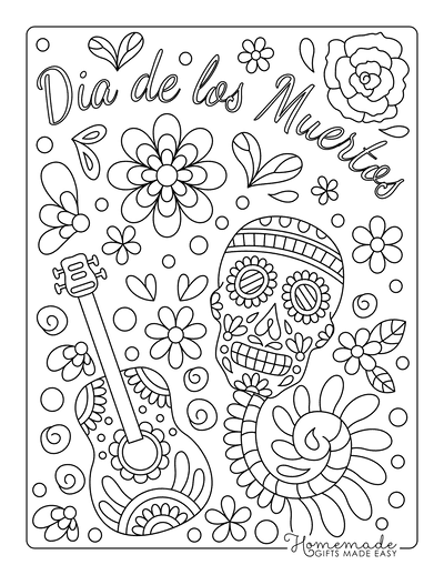 Sugar skull coloring pages for day of the dead