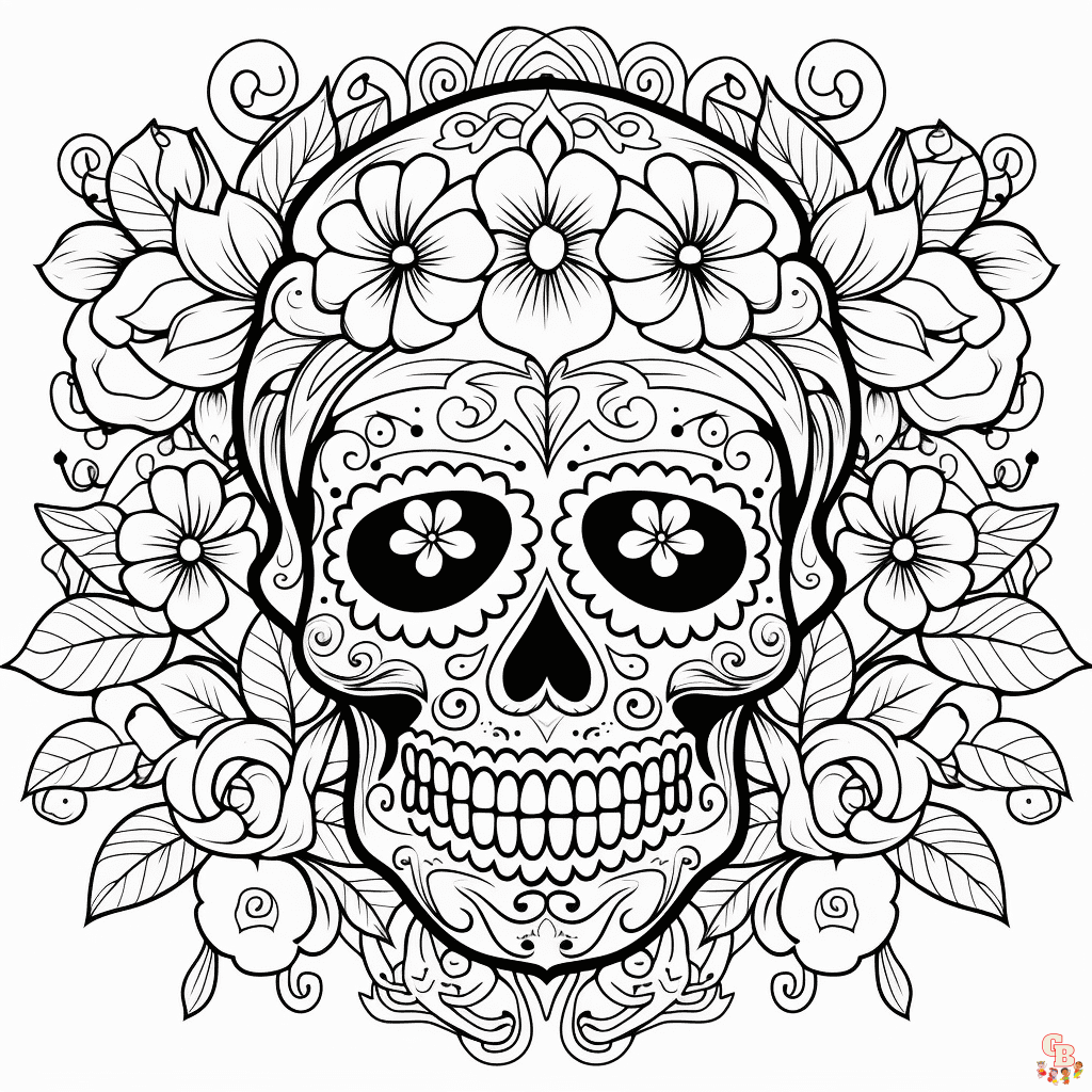 Printable day of the dead coloring pages free