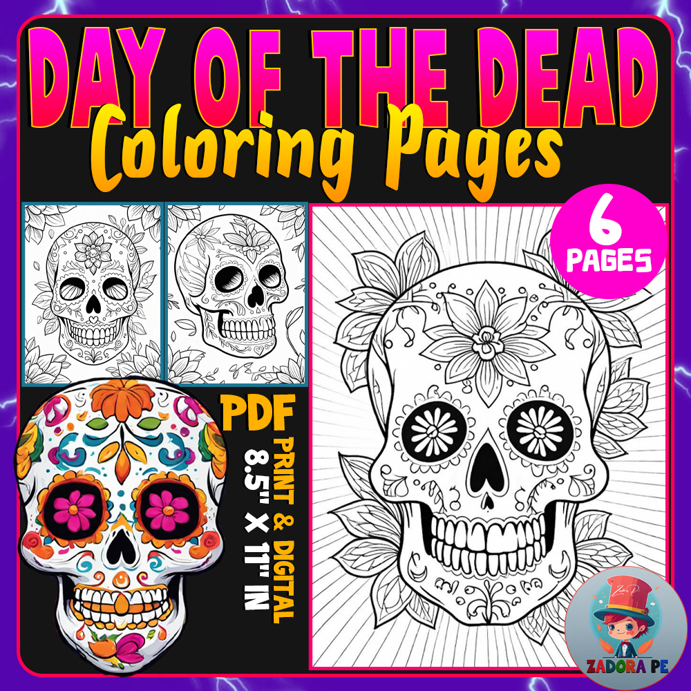 Day of the dead dia de los muertos skulls coloring pages coloring sheets made by teachers